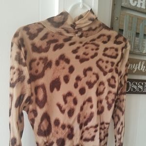 Inc dressy Turtleneck sheer body is lined arms she